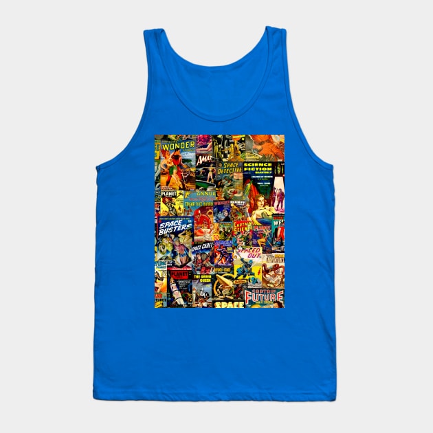 Vintage Sci-Fi Comic Collage Tank Top by Adatude